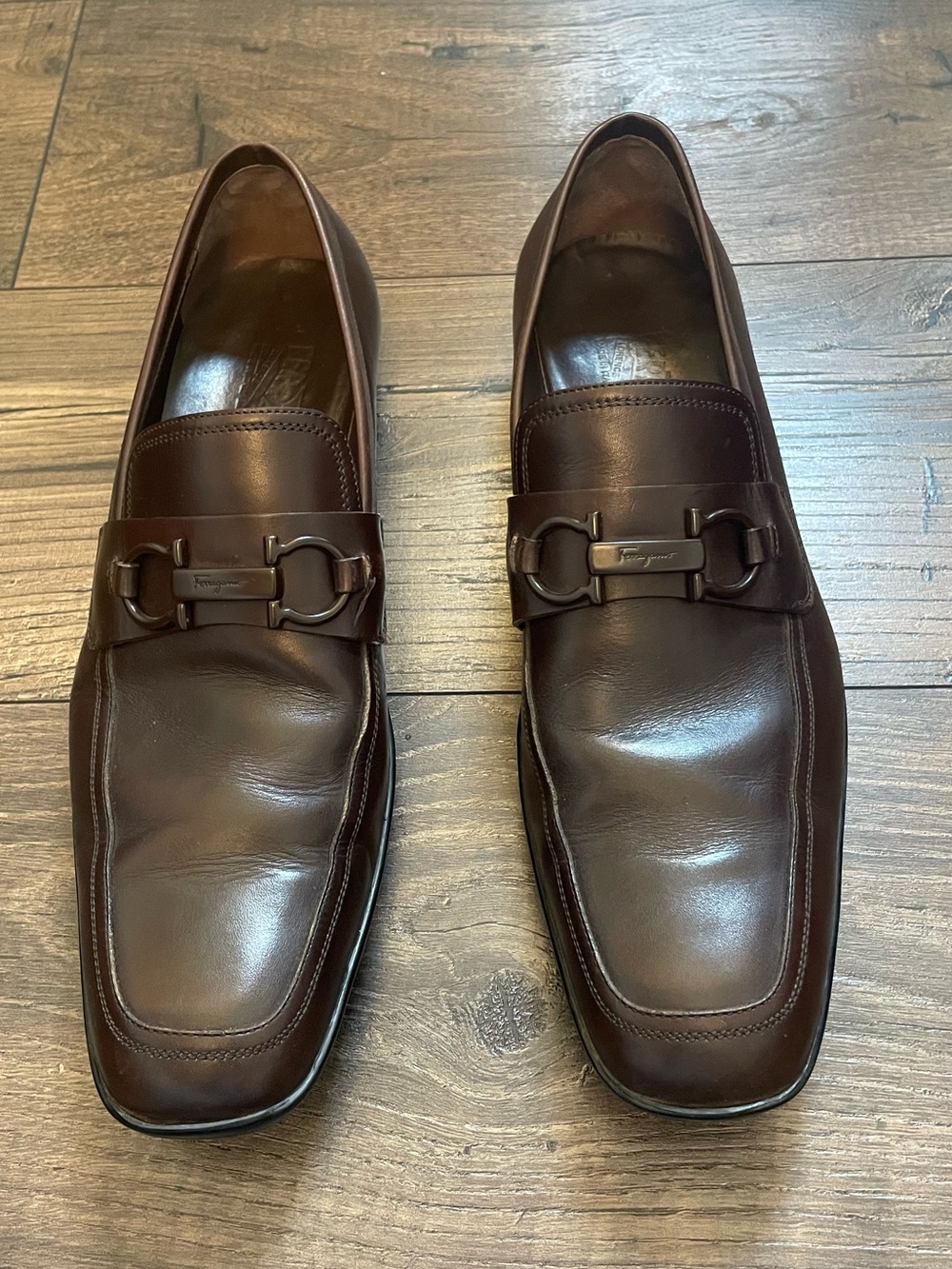 Salvatore Ferragamo Gancini Bit Men's Brown Leather Loafers 10.5